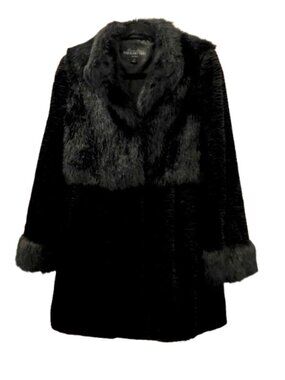 DONNA SALYERS FABULOUS FURS~Persian Lamb & Fox Stroller~FAUX FUR JACKET COAT